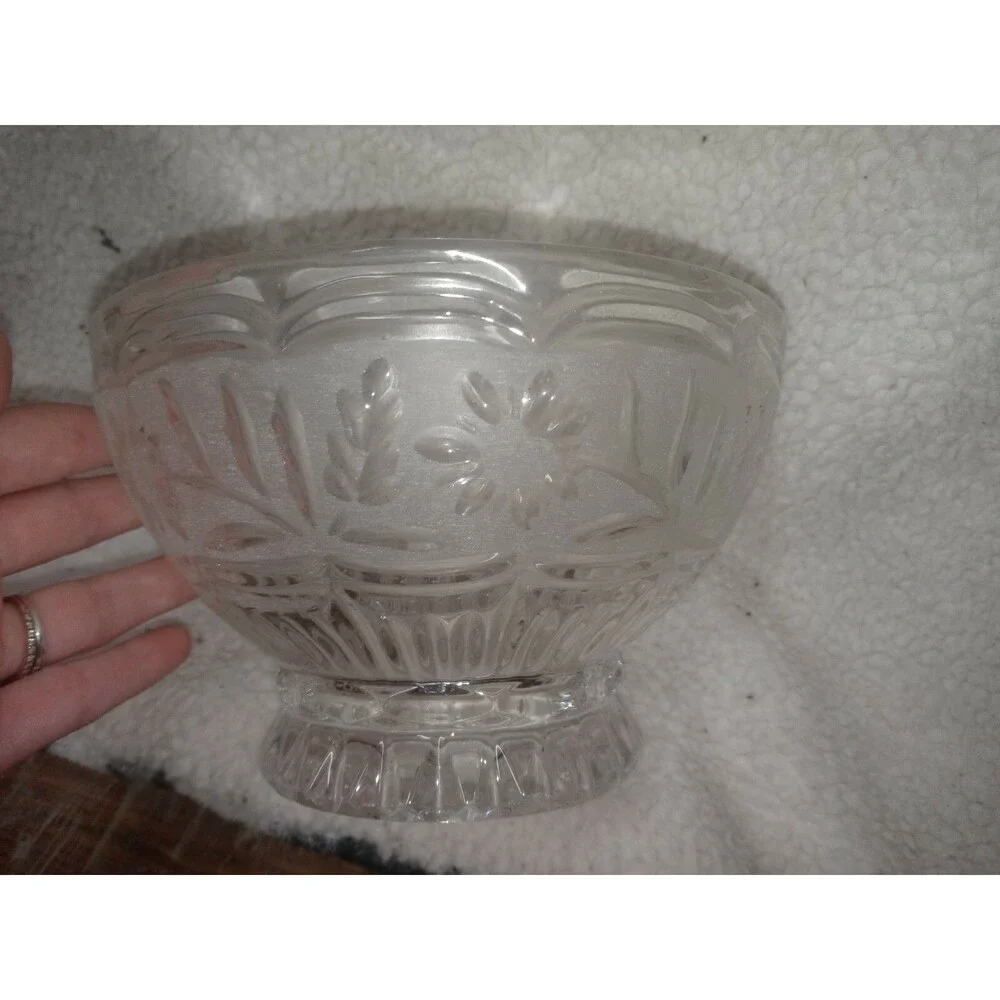 Vintage Floral Glass Bowl Trinket Candy Dish Cottagecore Elegant Grannycore